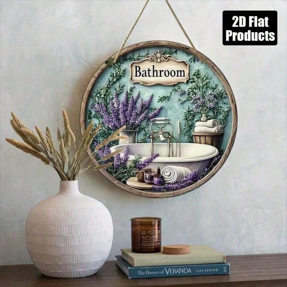 Vintage Rustic Metal Round Wall Sign Retro Plaque for Bathroom Office Cafe Decor