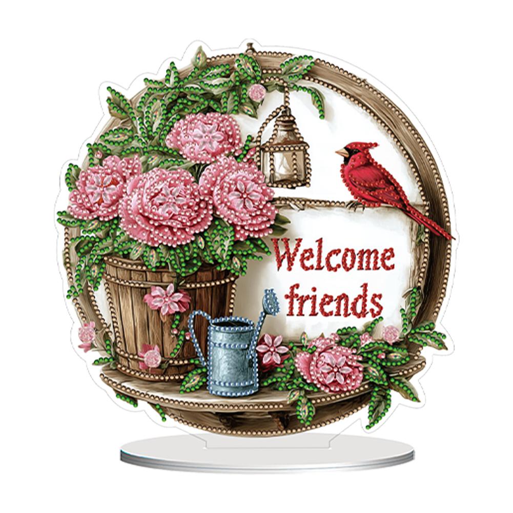 2D Flat Print DIY Table Top Diamond Painting Ornament Kits Diamond Painting Desktop Ornaments Kit for Home Office Desktop Decor