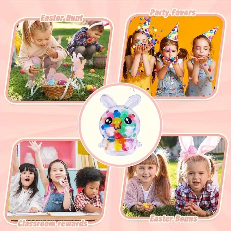 Easter Soft Bunny Squeeze Ball Stress Relief Fidget Toy Kids Birthday Party Favors Easter Party Egg Basket Fillers Boy Girl Gift