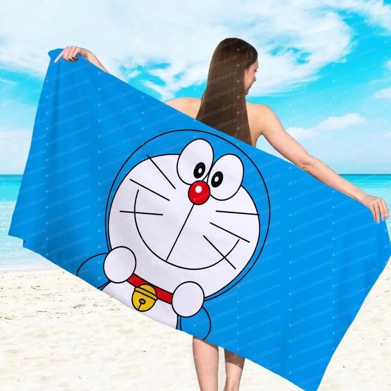 Doraemon Machine Cat Printed Beach Towel Microfiber Towel For Children/Adults Quick Drying Water Absorbing Swimming Pool Towel
