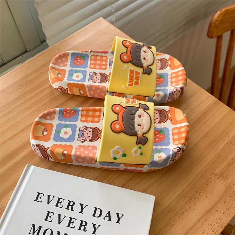 

Детская обувь Обувь для подростков Летние тапочки с рисунком для милых девочек Мягкая подошва Домашние тапочки Для купания Нескользящие пляжные сандалии Тапочки Обувь для девочек 34-35 20CM жёлтый