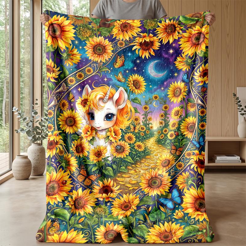 Unicorn in Rainbow Dress Theme blanket Lightweight Warm Flannel Blanket Decorative Throw Blanket for Home Decoration