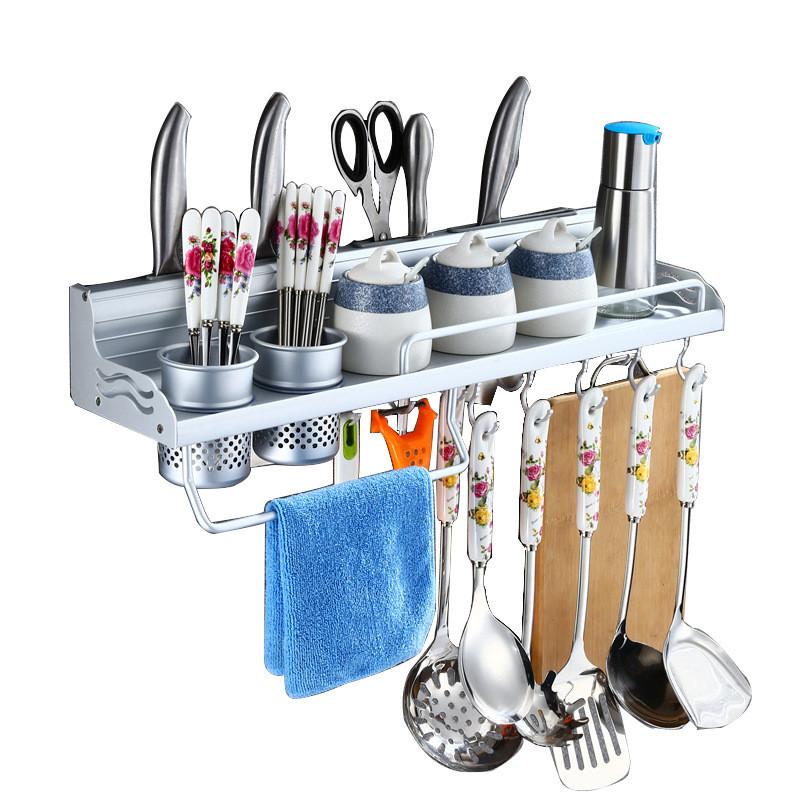 Household Non Perforated Kitchen Seasoning Supplies Storage Rack Wall Mounted Multifunctional Chopstick Knife Holder