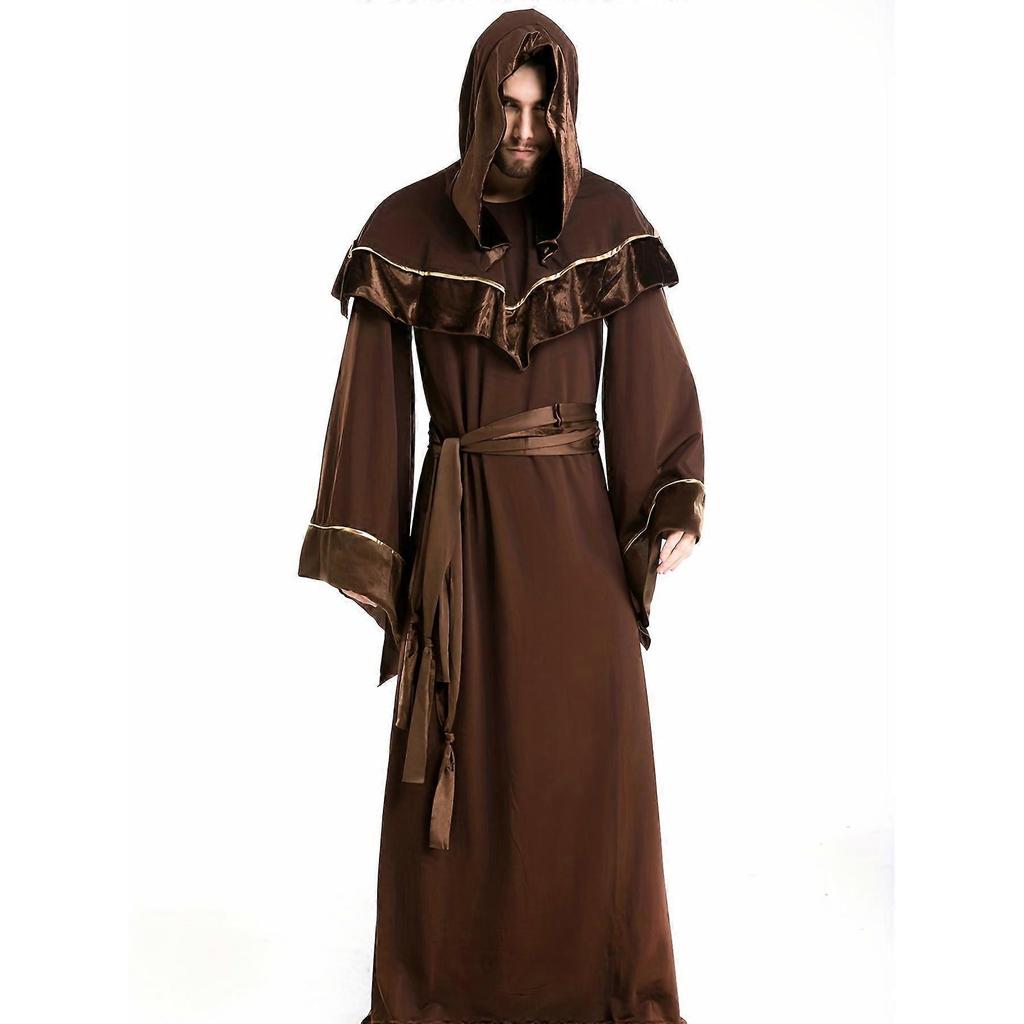 Halloween Costume Cotton Blend Halloween Adult Costume Men's Cospaly Wizard Robe Grim Reaper Cloak Men's Witch Clothing Party Performance Costume