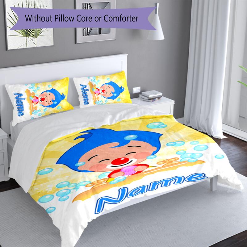 3pcs Custom Name plim plim Bedding Set,Includes 1 Duvet Cover and 2 Pillowcases,All-season Bedroom Decor