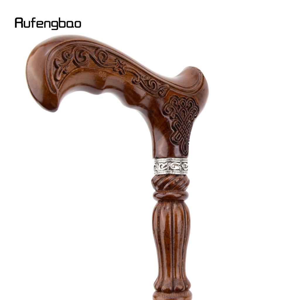 Chinese Knot Brown Wooden Fashion Stick Decorative Vampire Cospaly Party Wood Walking Cane Halloween Mace Wand Crosier 93cm