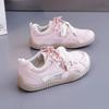 Fashion Pink Girls Mesh Satin Shoelaces Lace Up Sneakers 2025 New Fashion Women Casual Shoes Round Toe Platform Training Shoes