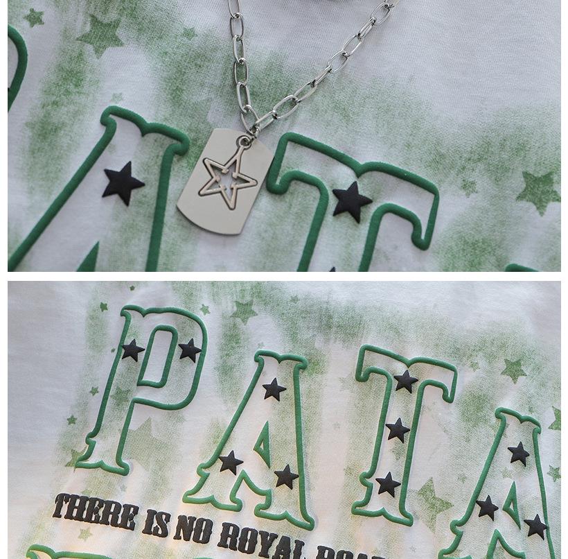 Unisex Star Letter Necklace Graphic Tee - Trendy, Pure Cotton, Loose Fit, Short Sleeve, High Street Summer Style
