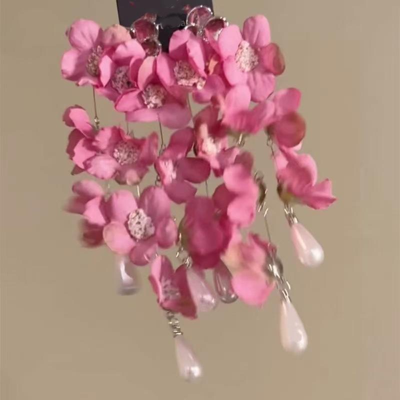 Steel Needle Flower Star Pendant Earrings Sweet Niche Temperament Earrings Exquisite Versatile Fashion High-end Earrings