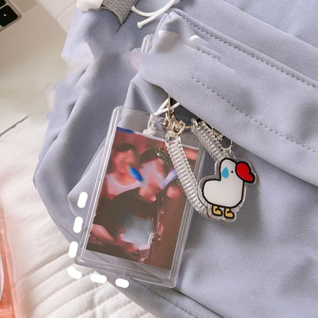 ID Card Holder Small Cat Hanging Decor Transparent Card Protection Badge Holder with Spiral Rope