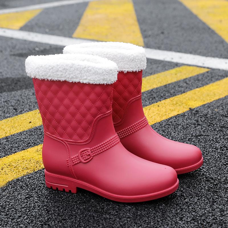 Waterproof Rain Boots Women's Fashion Rubber Shoes Casual Women's Boots Women's Water Shoes Women's Medium Tube Rain Shoes