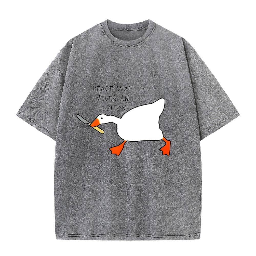 Heren Untitled Goose Game Grafisch T-shirt Peace Was Never An Option Bedrukt Korte Mouw Tee Tops voor Unisex
