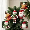 Christmas Tree Plush Hanging Ornaments Santa Snowman Reindeer Doll Pendants Tartan Cloth Xmas Home Holiday Party Gift Ornaments
