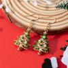 Gold Rhinestone Dangle Earrings Zinc Zinc Alloy Christmas Earrings Trendy Christmas Tree Earrings  Girl