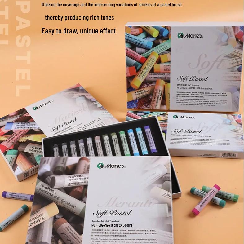 Mali Soft Pastel Sticks - 48, 24, or 12 Colors for Painting & Drawing Beginners 24 Soft Pastel Sticks