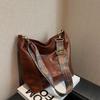 European & American Fashion Women's Retro PU Leather Shoulder Crossbody Bucket Bag