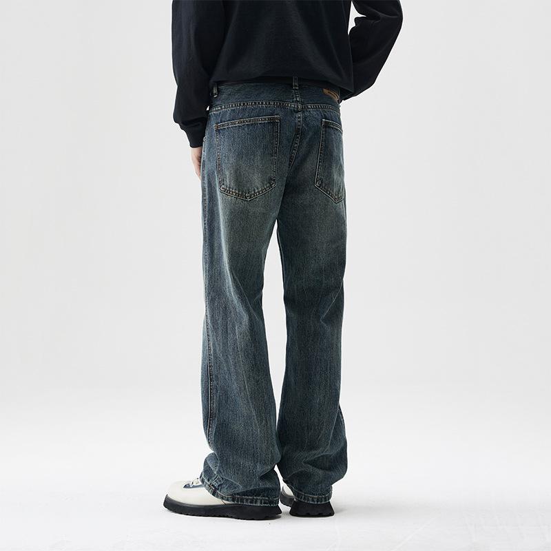 American High Street Washing Old Jeans Men's Straight-tight Slim Trousers