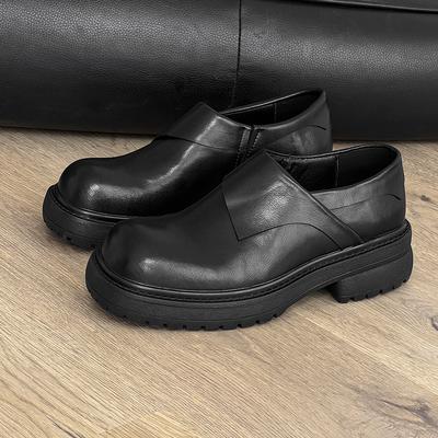 Herren Loafer mit dicker Sohle klassisch schwarz runde Zehenpartie Businesskleid Britischer Stil Freizeitschuhe