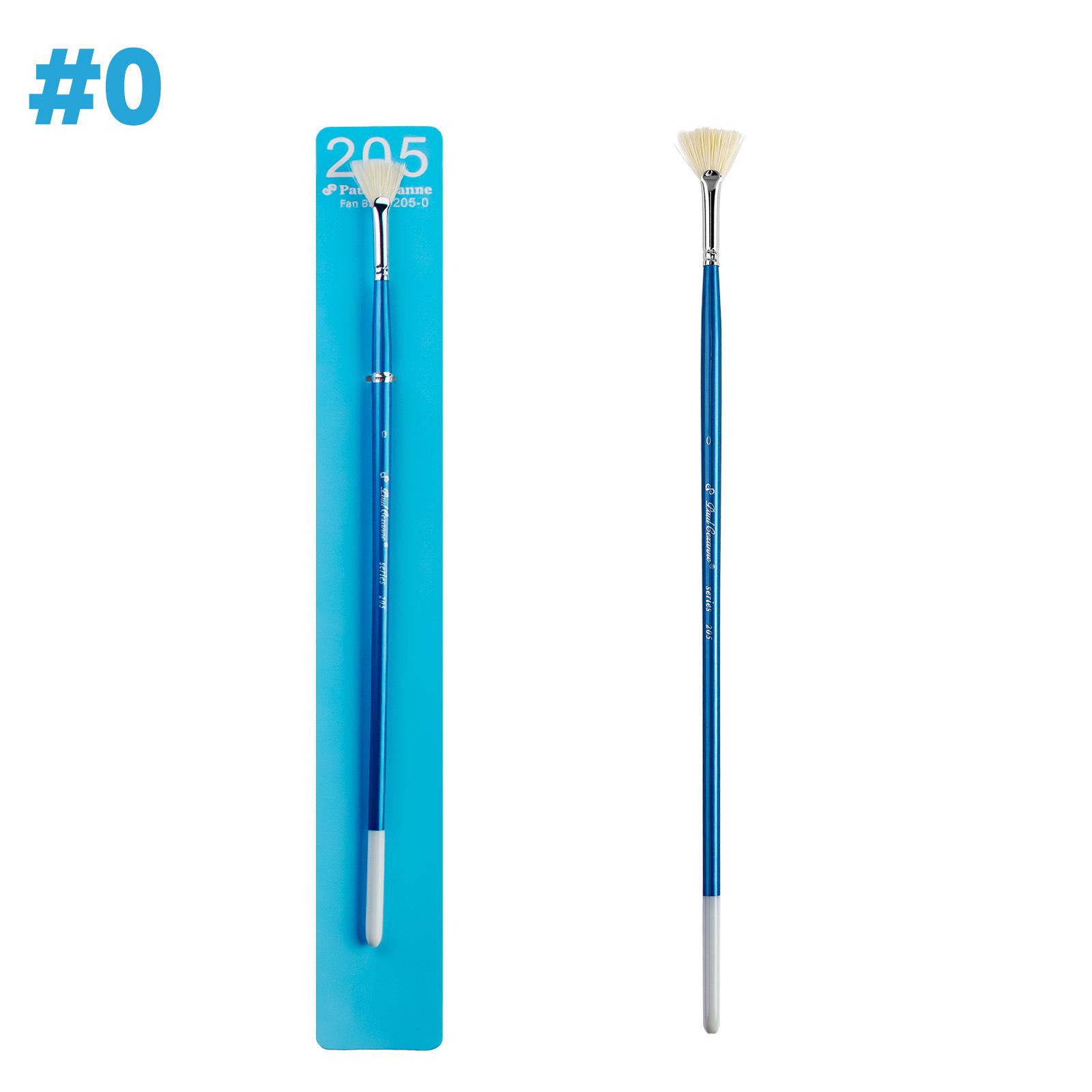 Professional Long Handle Hog Bristle Fan Brush - Copper Ferrule & Natural Wood, Ideal for Oil Painting