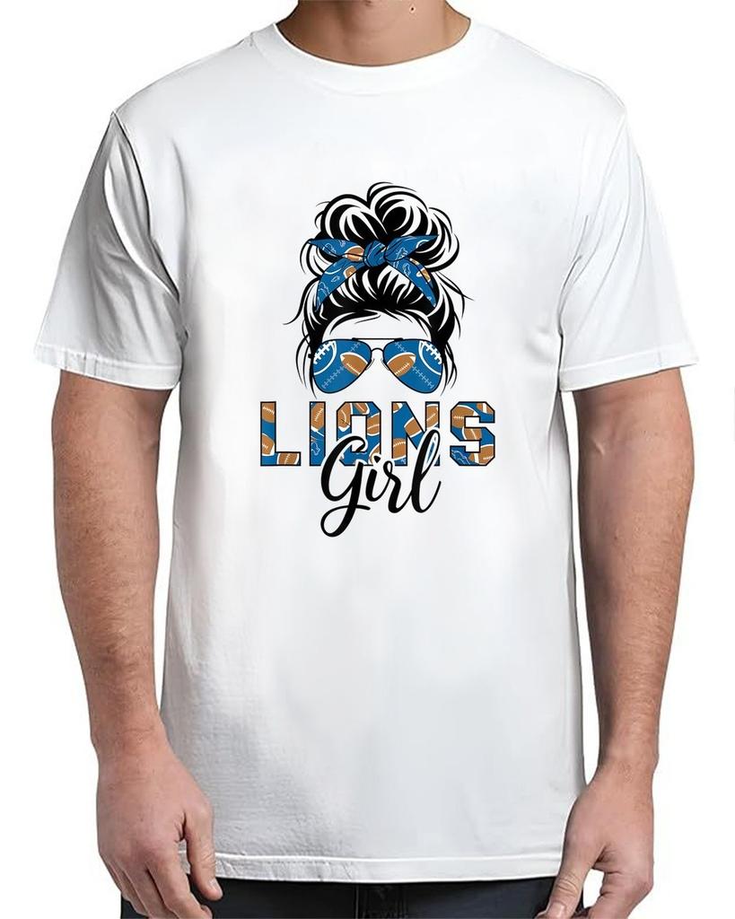 Lions Shirt Messy Bun Funny Sports Fan Team T-Shirt Hype Fit for Adults S-4XL