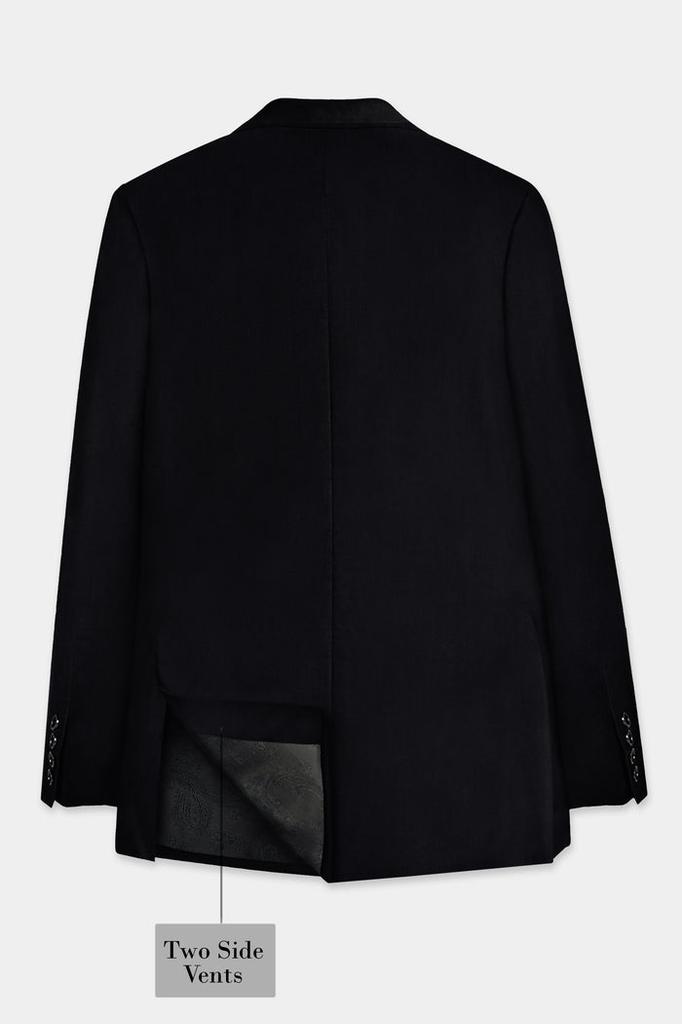 Jade Black Plain Solid Wool Blend Blazer