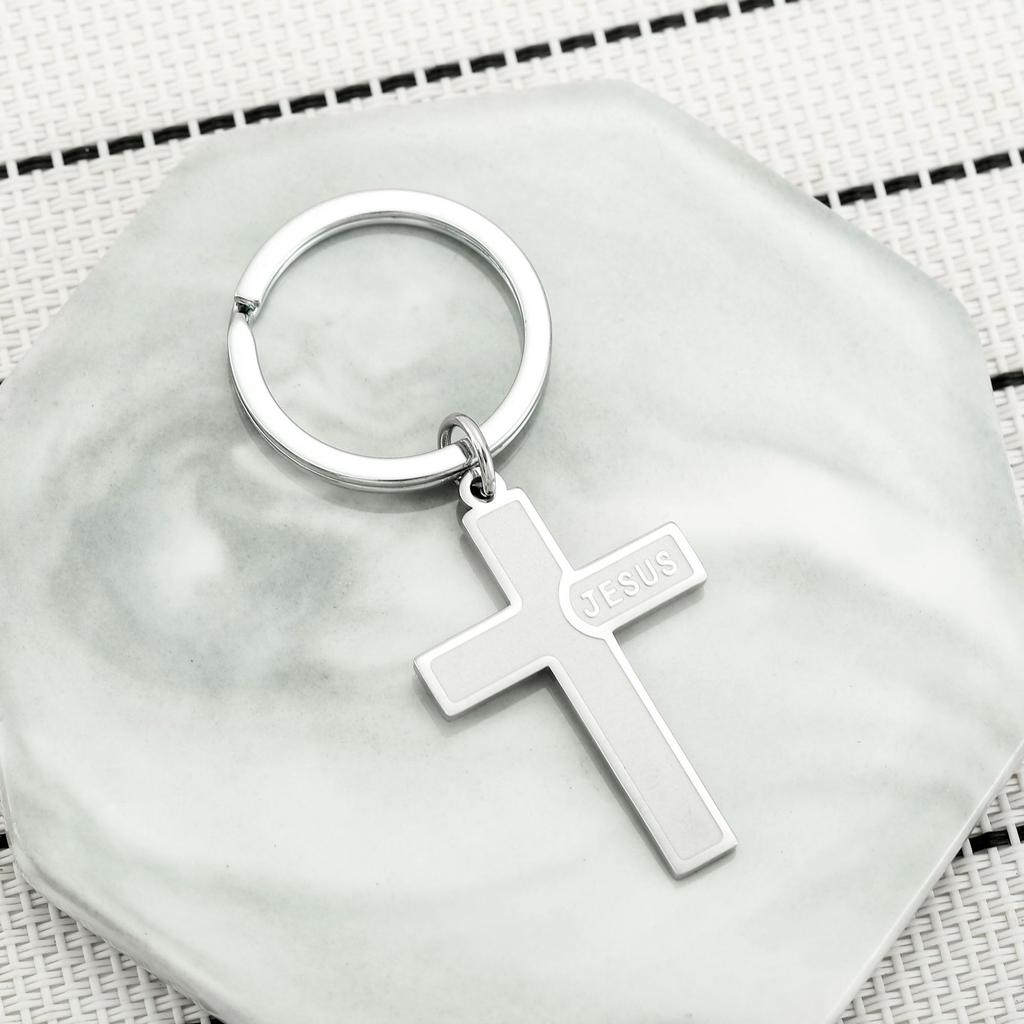 Portachiavi Minimalista a Forma di Croce in Acciaio Inossidabile Design Semplice e alla Moda Robusto Portachiavi per Auto Pendente Pratico per l'Uso Quotidiano
