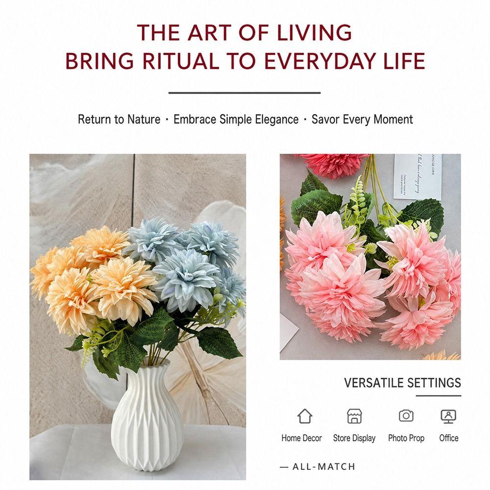 Silk Petals Dahlia Artificial Flower Multicolor Decorative Flower Simulation Flower  Home Decor