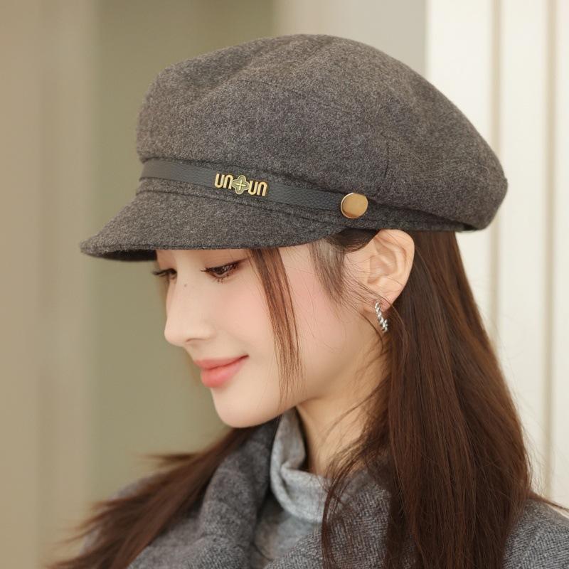 Autumn and Winter New Hat Women's Woolen Navy Hat Retro Simple Fashion Cap Perfect for Cold Weather, Winter Headwear