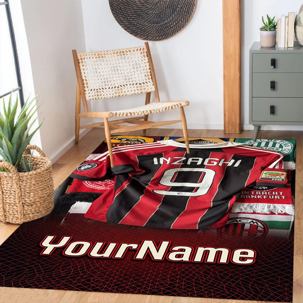 Ac Milan Personalized Text Carpet Suitable for Dining Room Kitchen Study room Living Rooms Anti-slip Rug Decorate Offices