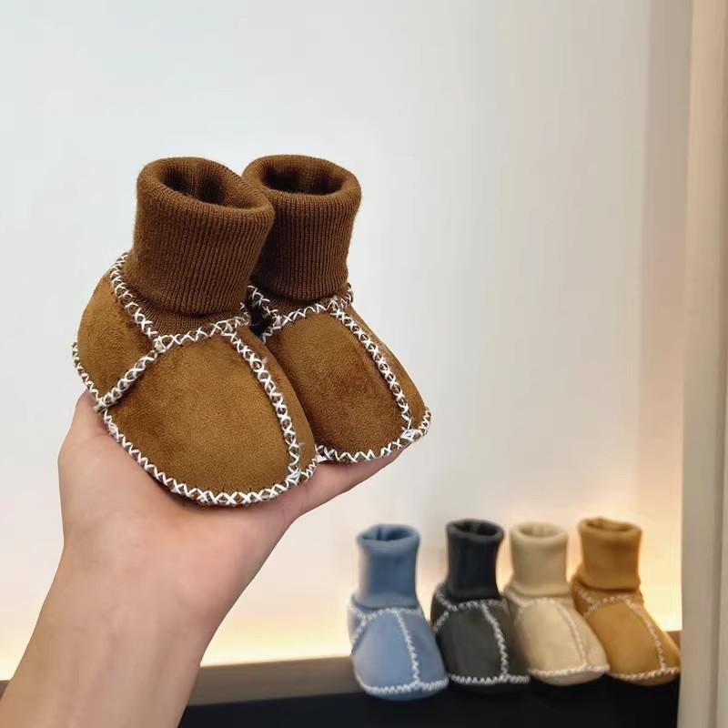 Thickened Fleece-Lined Baby Step Learning Shoes Winter 0-12 Months Soft Bottom Baby Shoes All Season Baby Socks Shoes