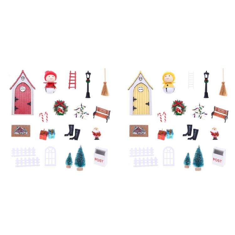 Interactive Fairies Gnomes Door Set For Doll House Doll Christmas Decorations Miniature Scene Display Crafting Accessory