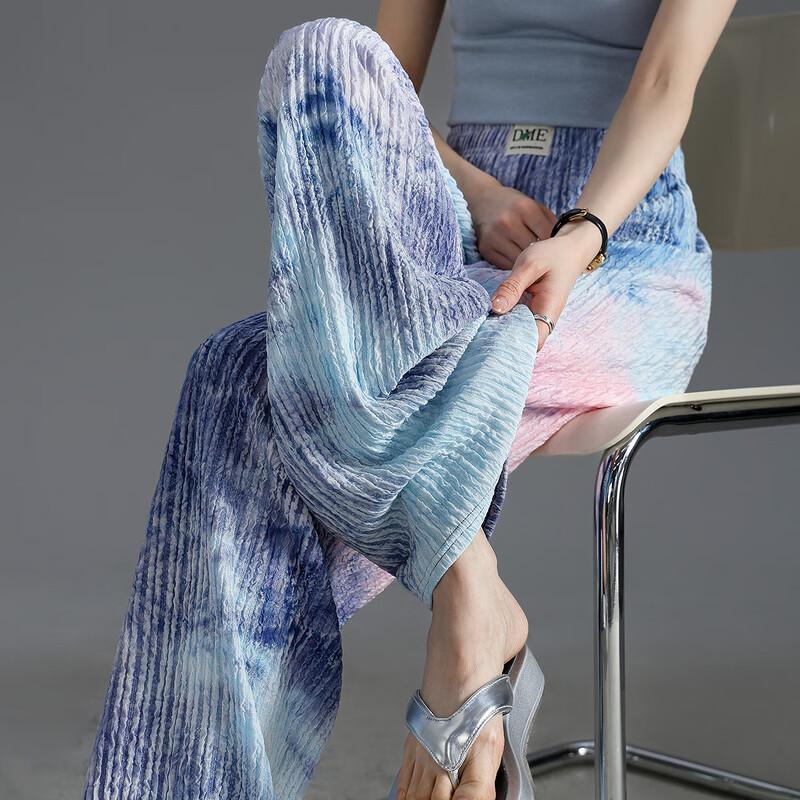 Demana Artistic Pleated Gradient Elastic Waist Straight-Leg Pants