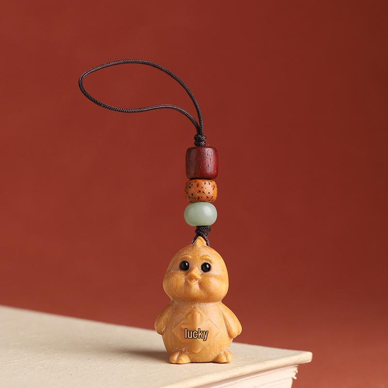 Sandalwood Zodiac Keychain Charm for Men & Women - Cute Mouse Pendant for Keys & Phones