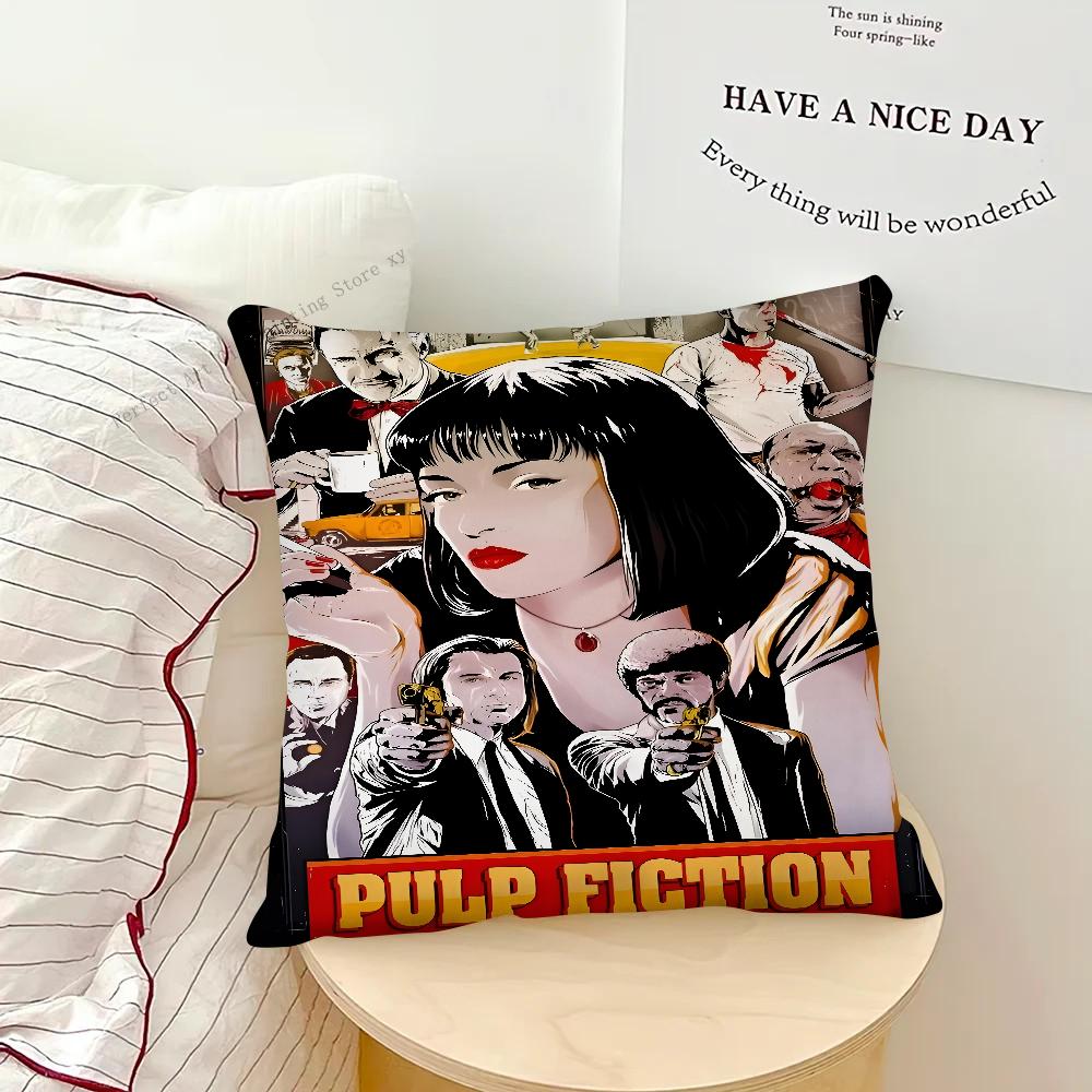 Movie P-Pulp Fiction Pillow Case Square Pillow Bedroom Sofa Leisure Comfort Cushion Car Living Room Home Decoration