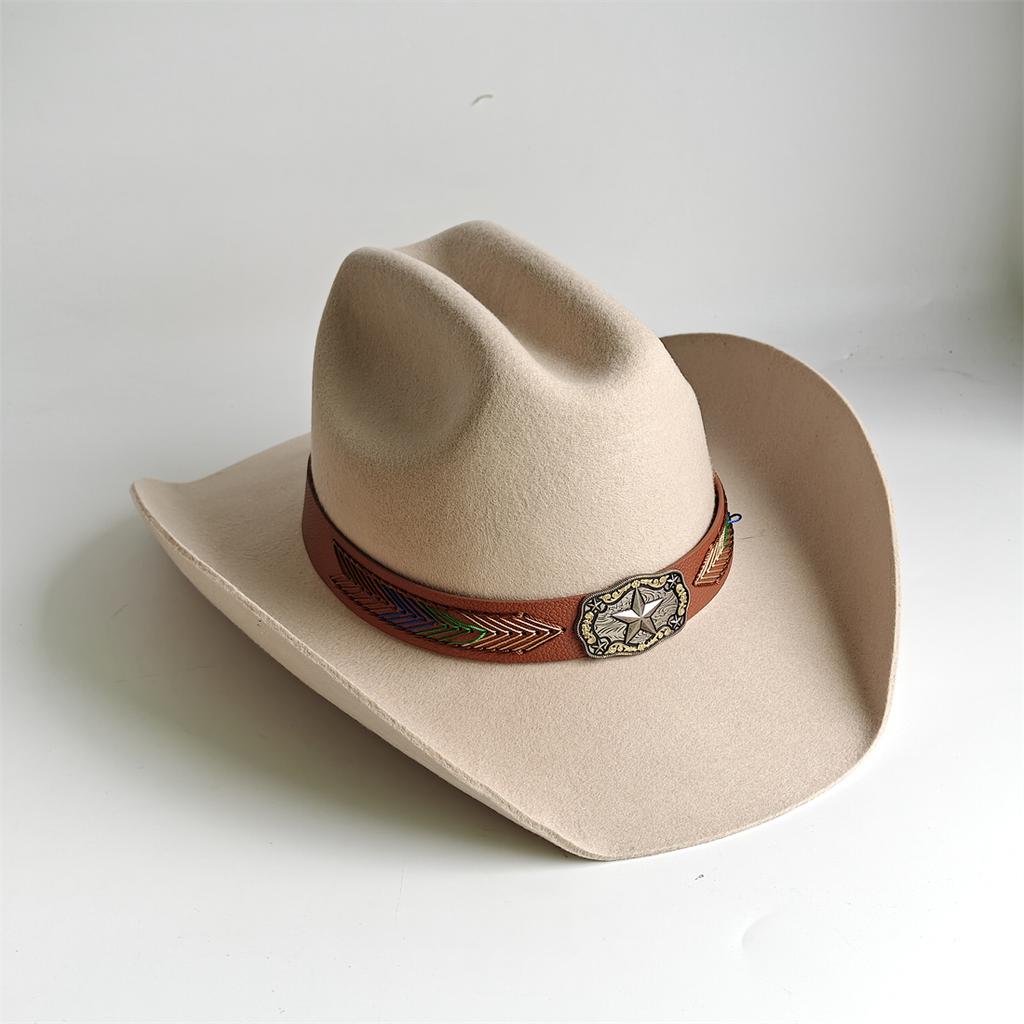 2026 Competitive Western cowboy Hat 100% Wool Fedora Hat for Women Men Riding Hat Panama Big Brim Cowgirl Hat sombrero vaquero