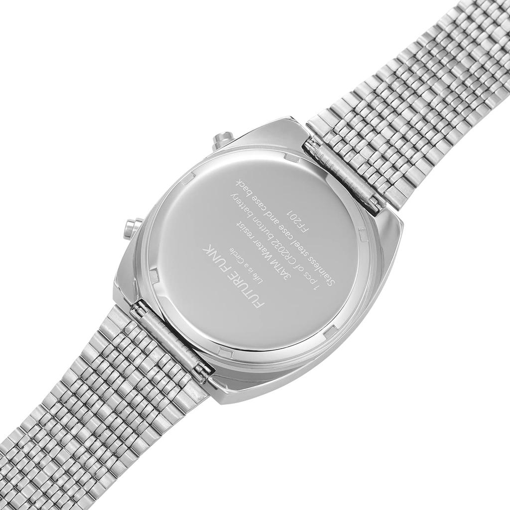 FUTURE FUNK Náramkové hodinky Digitální hodinky Vesmírný věk Záruka [Analogové × Design] Vodotěsné, Od výrobce, FF201-SV-MT (stříbrný)