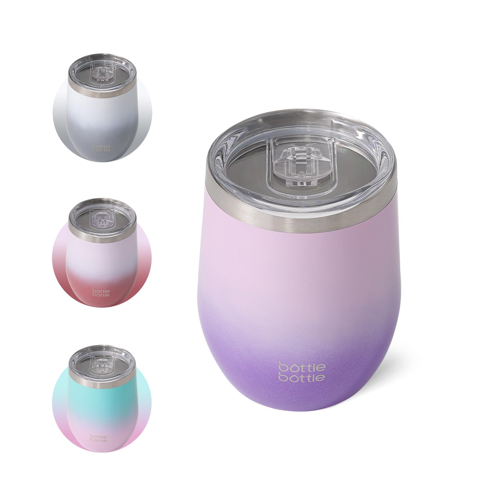 

BOTTLE BOTTLE Tumbler, 360ml, with Lid, Vacuum Insulated, Keeps Hot or Cold, Stainless Steel Coffee Cup, Stylish Gift, Pink-Purple Gradient