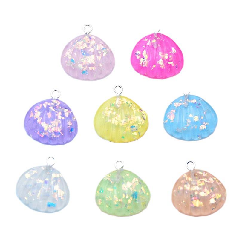 Jelly Resin Colorful Shell Earrings & Keychain Sequins Pendant - DIY Handmade Jewelry Accessories