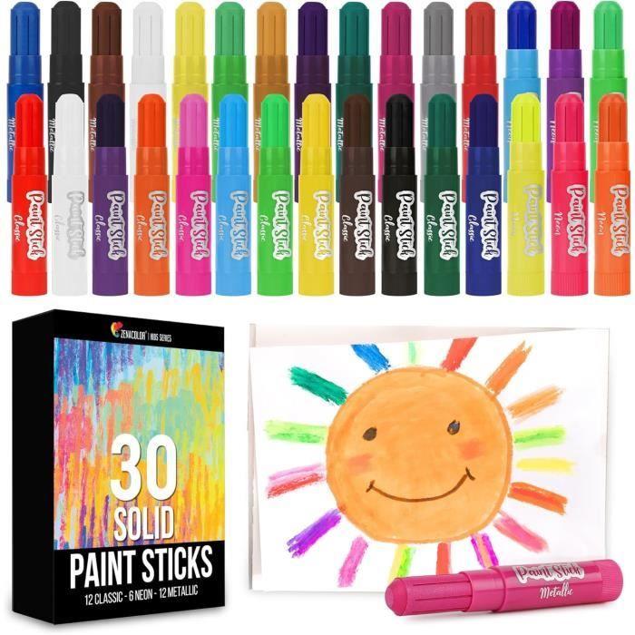 Zenacolor Lot De 30 Bâtons De Peinture Pour Enfants