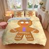 3Pcs Gingerbread Man Printed Bedding Set, Breathable And Soft, Machine Washable, Christmas Gift, Suitable for Bedroom Decoration, 15195