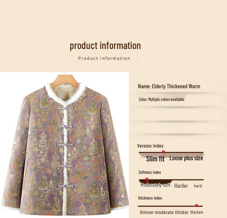 Vintage Chinese-Style Reversible Plush Jacket for Women, Cross-Collar with Frog Buttons, Tang Suit Top for Middle-Aged and Elderly