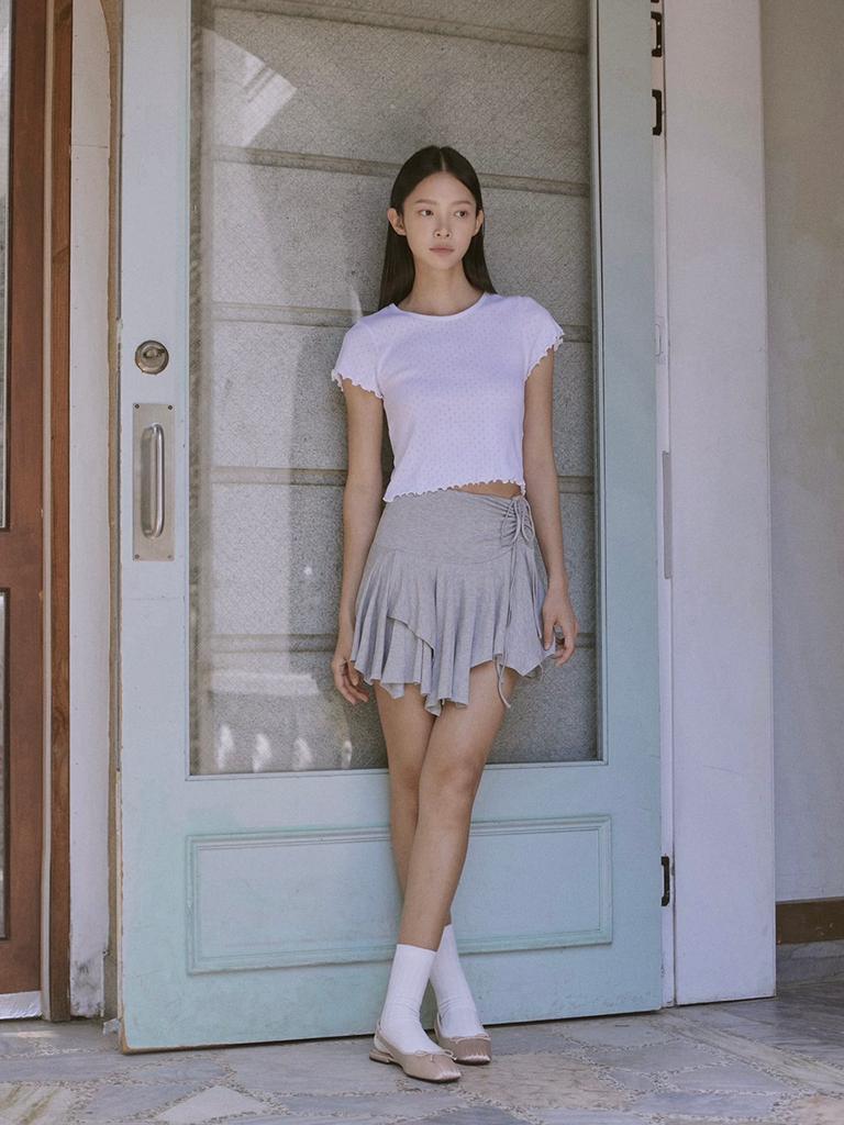Seumaillingonmi Layered Mini Skirt (Melange Grey)