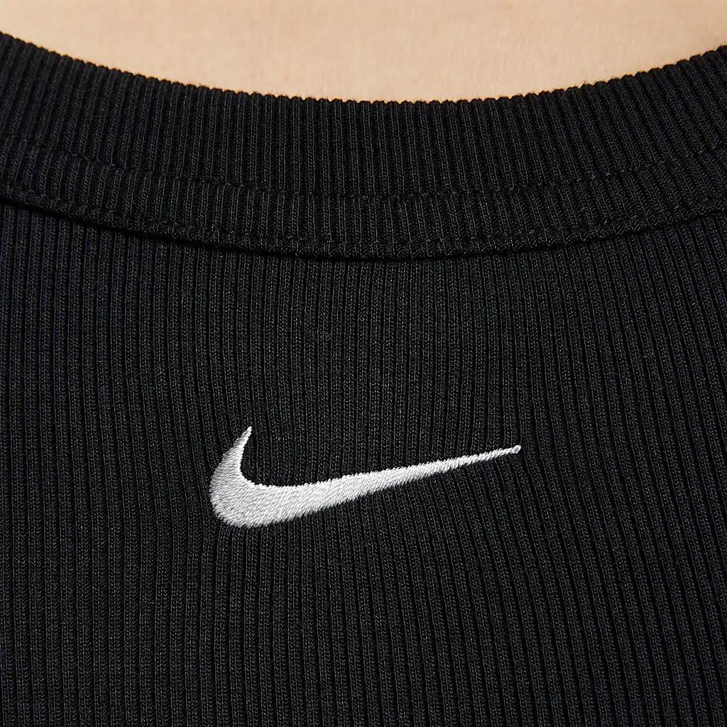 Nike Sportswear Chill Knit Fashionable Versatile Slim Fit Solid Color Sleeveless Dress Women Dresses Black Sail-White HJ0711-010