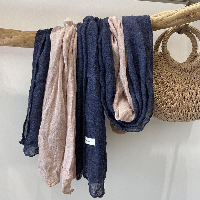 

Нова Висококласна Кольорова Блокова Захист від Сонця Великого Розміру Бавовняно-Льняна Рукавна Шаль Універсальний Льняний Ретро Шарф для Жінок 190cm