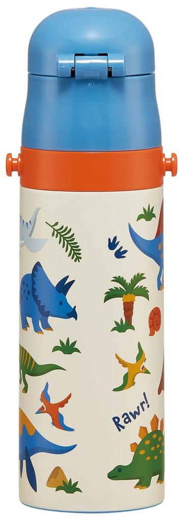 Skater Water Direct Dinosaur Size Stainless Sports Water Children's Bottle, Drinking, 470ml, Design, 26, Boys, Insulated, Steel, Lightweight, Bottle,