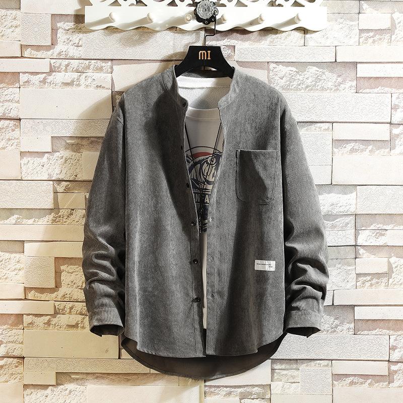 Men S Spring Autumn Long Sleeve Corduroy Shirt Casual Vintage Style