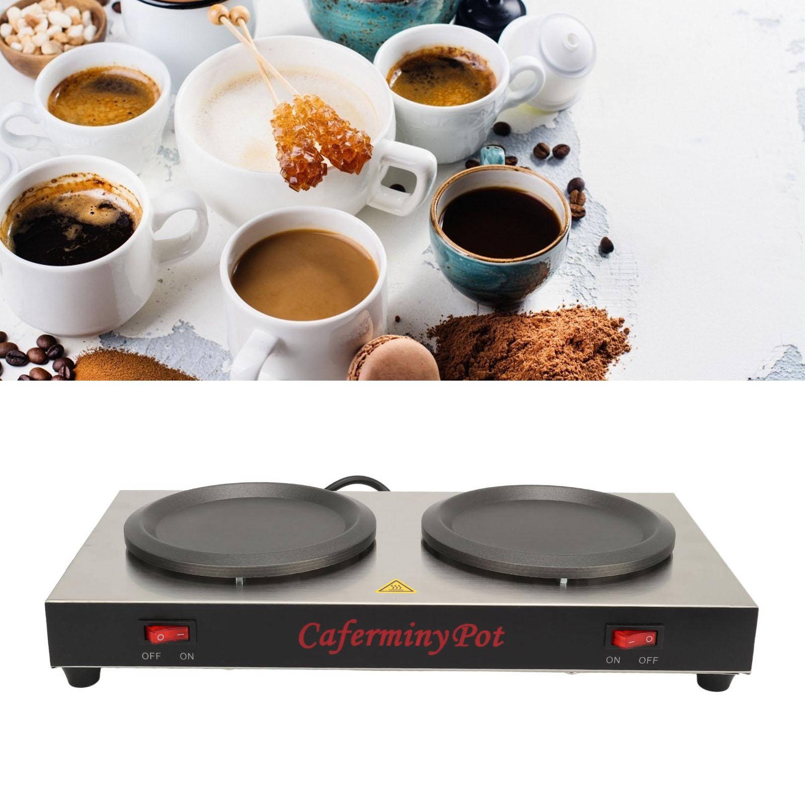 Double Coffee Warmer Commercial Coffee Pot Warmer Double Hot Plate Stainless Steel Portable Standard Decanter Warmer серебряный