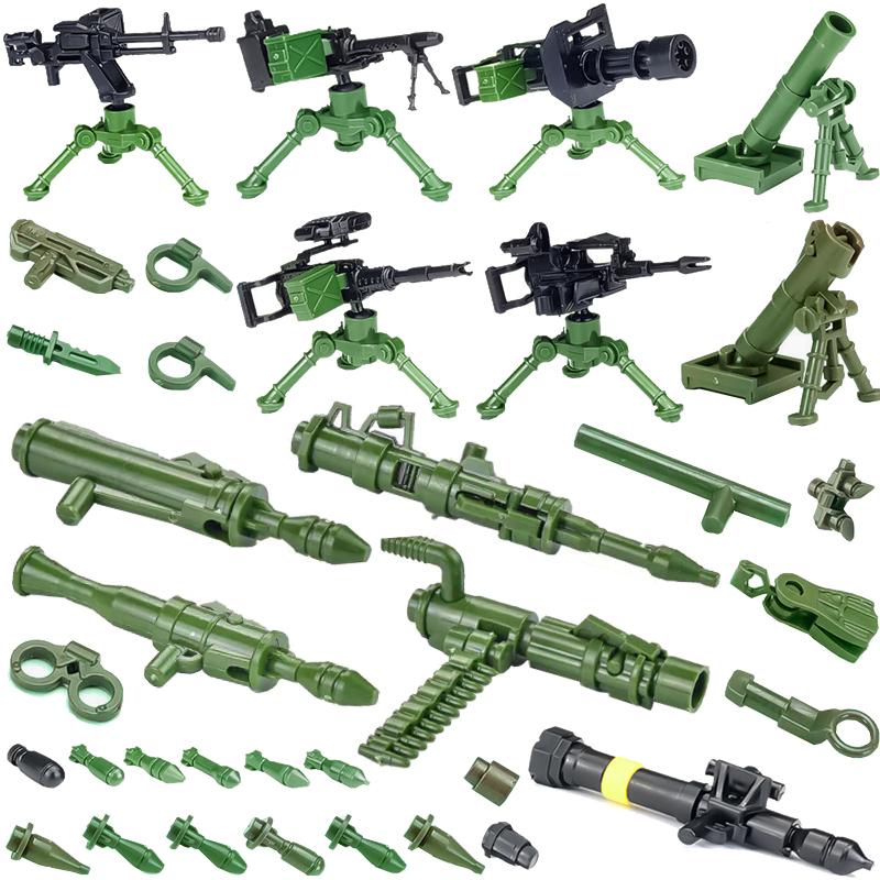 WWII Military Jeeped Car Vehicles Building Block Soldier Army Figure Weapons Heavy Machine Gun Gatling NSV Accessories Toys  Playsets K037