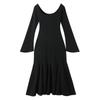 Black slim-fit square-neck French-style fishtail dress with inner slip dress for women, spring and autumn 2026 new model dress