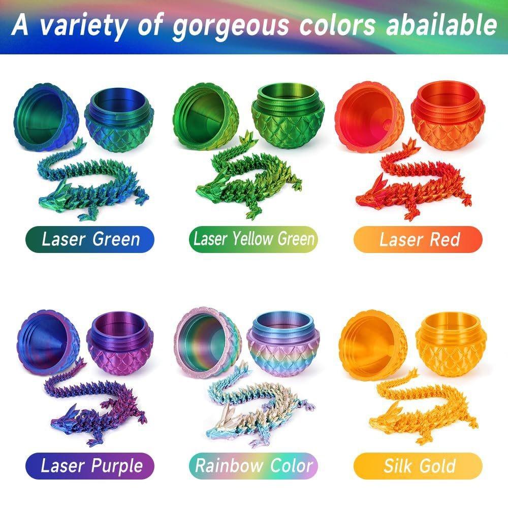 3D Printed Dragon Egg with Dragon Full Articulated Dragon Modle Movable Rotatable Articulated Desktop Ornament Kid Toy